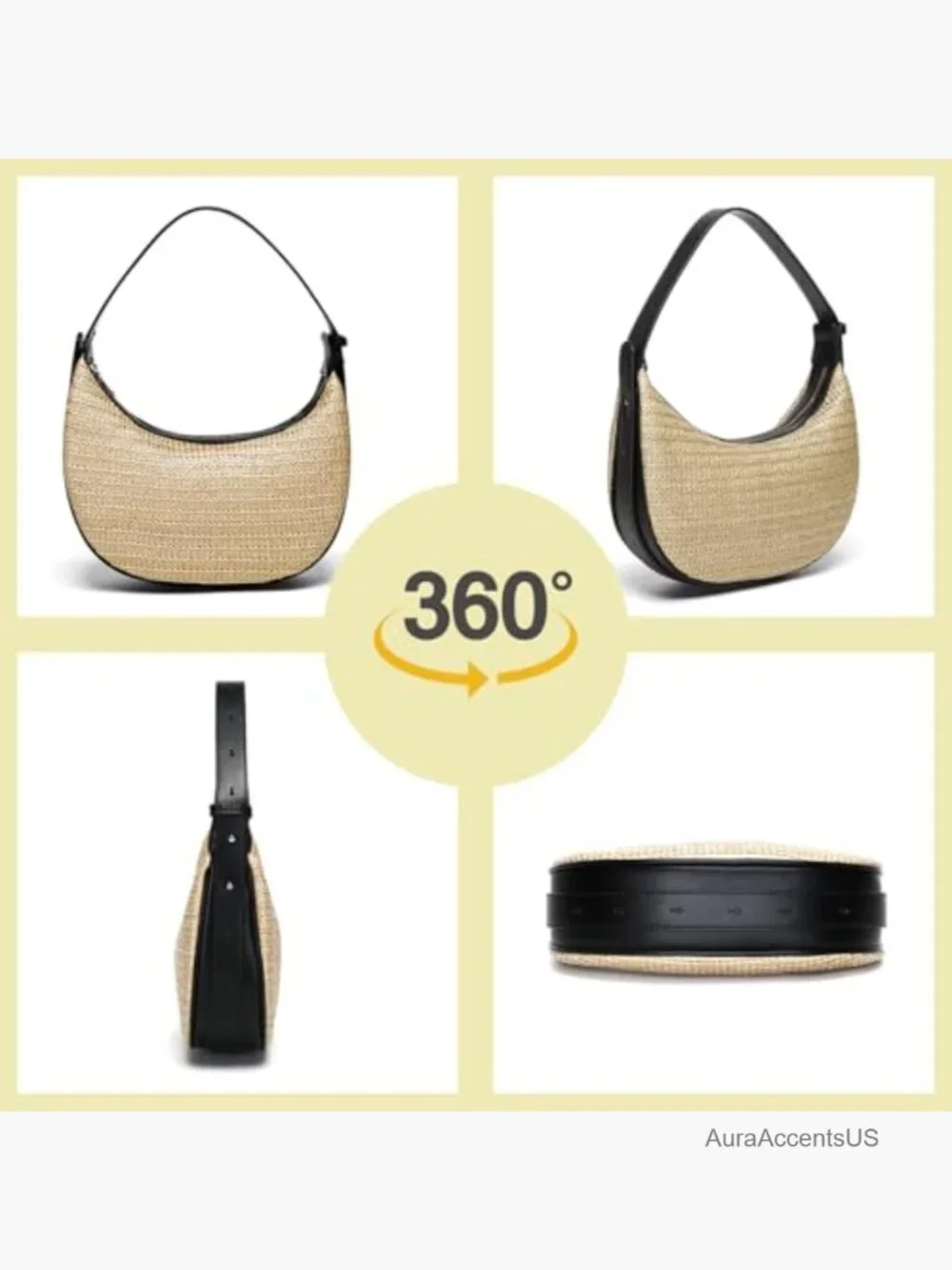 Straw Woven Hobo Crossbody Bag with Adjustable Strap Beach Chic